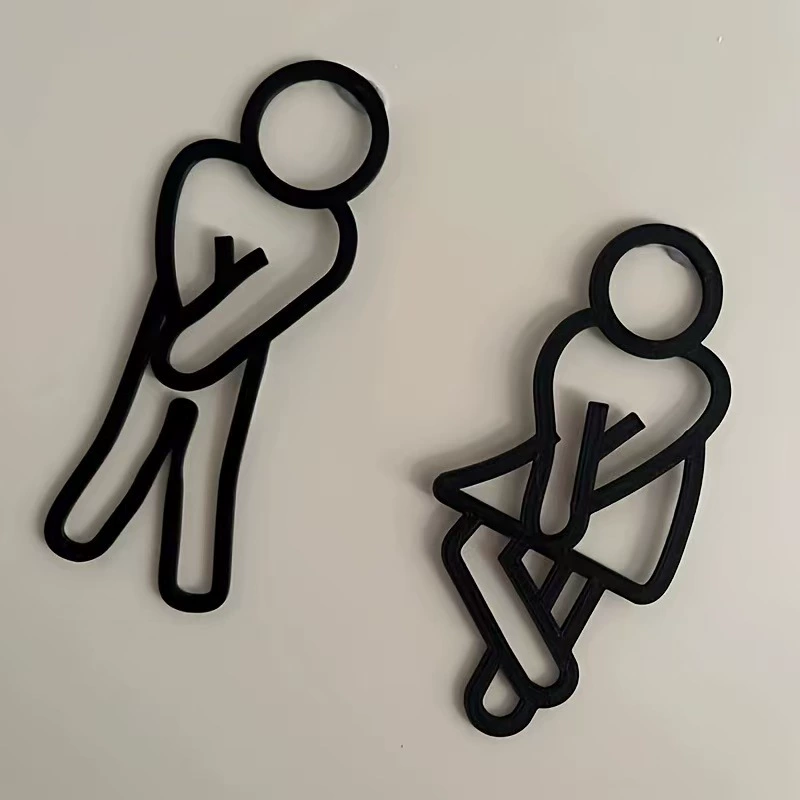 2D Flat, Fun Bathroom Signs - Мужские и женские знаки туалета - Украшения дверей туалета