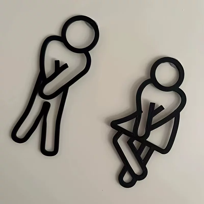 2D Flat, Fun Bathroom Signs - Мужские и женские знаки туалета - Украшения дверей туалета
