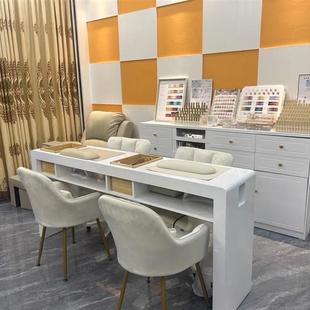 Japanese Style Manicure Table Double Three-Seat Nail Salon Decoration with Groove Storage Box Vacuum Cleaner Manicure Table Factory