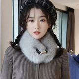 Пальто, удерживающий тепло фальшивый воротник, универсальный шарф, в корейском стиле
