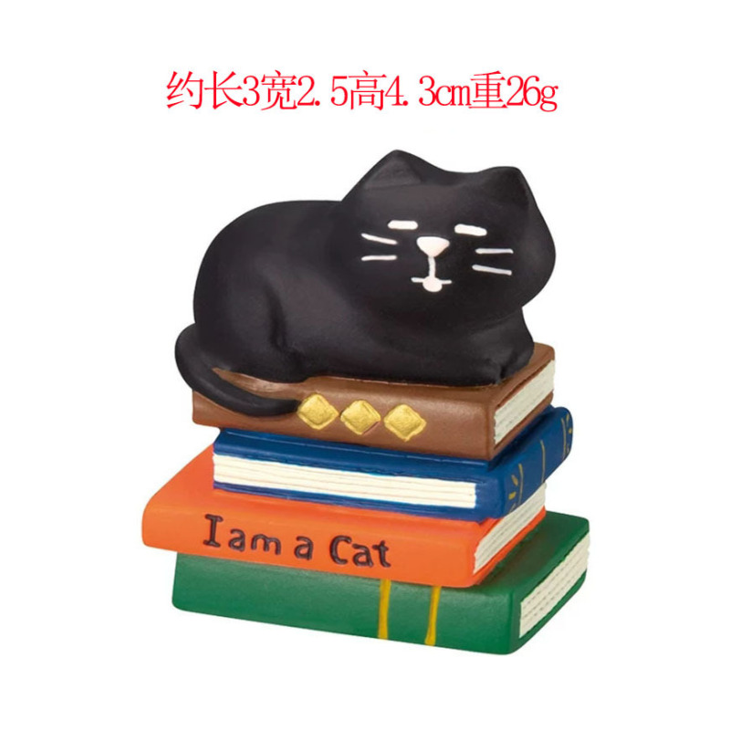 日本式の猫の置物ザカ書店の学生の贈り物のファッションの装飾の部品のカエルの樹脂の工芸品の置物|undefined