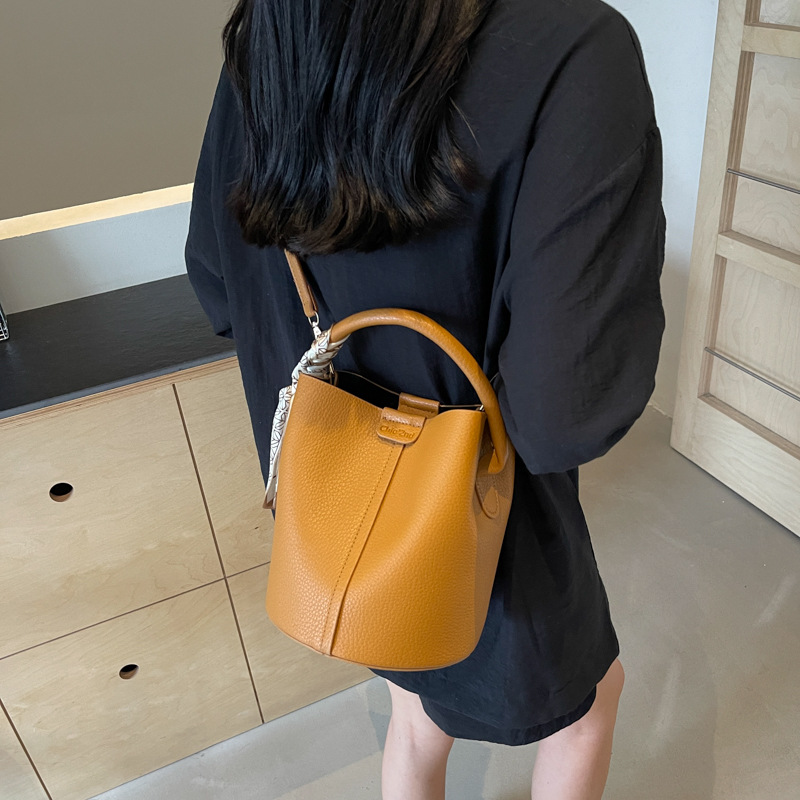 Elegant Lychee Pattern Bucket Handbag For Women Shoulder Bag_voghion.com