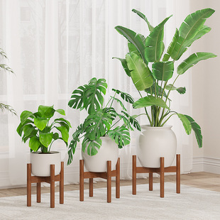 Internet celebrity Nordic flower stand balcony bamboo flower stand cross pot rack living room green radish stand floor storage rack