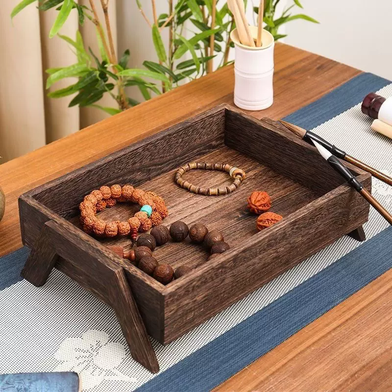 实木托盘茶托家用小型茶台新中式功夫茶具木质长方形茶托茶具收纳