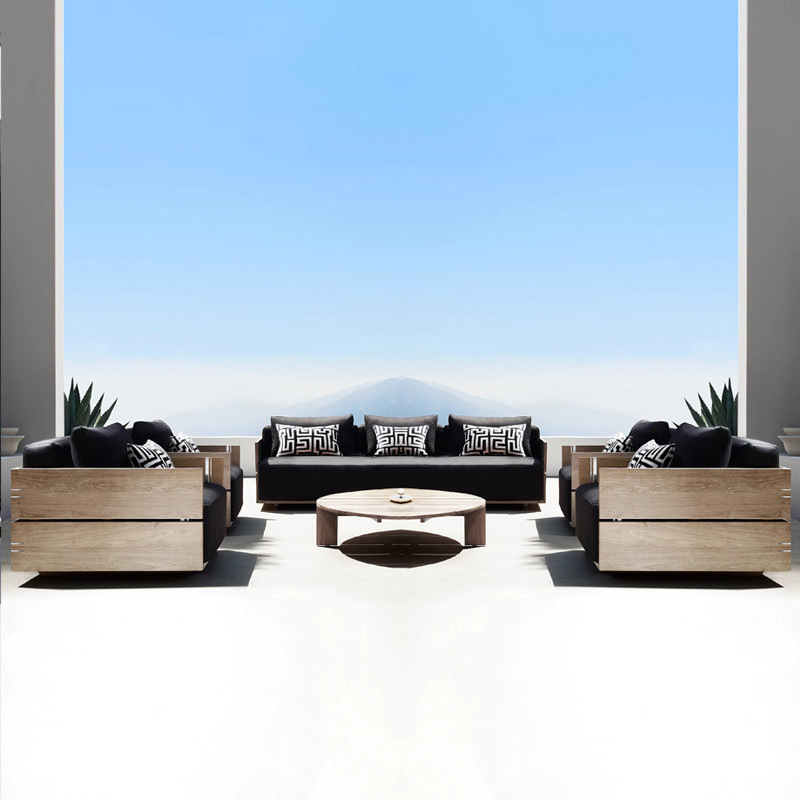 Sofá de teca al aire libre sofá de ocio hotel jardín al aire libre casa al aire libre patio muebles nórdicos de madera maciza