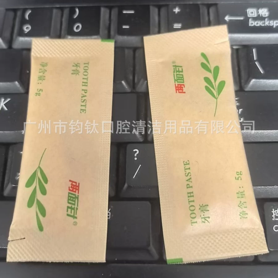 Зубная паста Liangmianzhen 5g из экологически чистой крафт-бумаги для гостиниц, B&B, гостевых домов, экспортная партия, одноразовые туалетные принадлежности, прямые продажи с фабрики.
