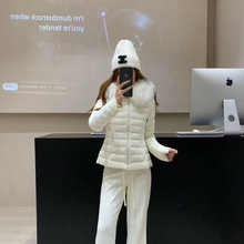 彧言 90白鸭绒连帽排骨无胆修身羽绒服女2026冬季新款真毛领外套