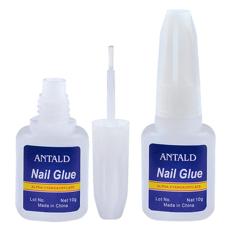Pegamento de uñas al por mayor 10g botella azul con cabeza de cepillo pegamento de uñas adhesivo de secado rápido pegamento fuerte pegamento pegajoso pegamento de diamante protección del medio ambiente
