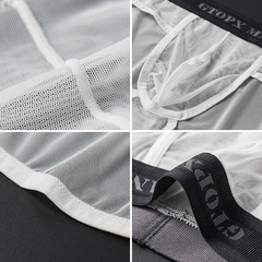 Men's Ice Silk Transparent Thin Single-layer Mesh Front Pouch Low-rise Breathable Sporty Sexy Triangle Underwear