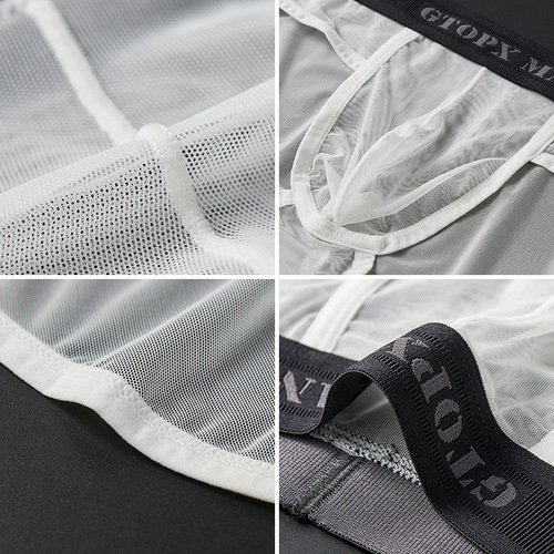 Men's Ice Silk Transparent Thin Single-layer Mesh Front Pouch Low-rise Breathable Sporty Sexy Triangle Underwear