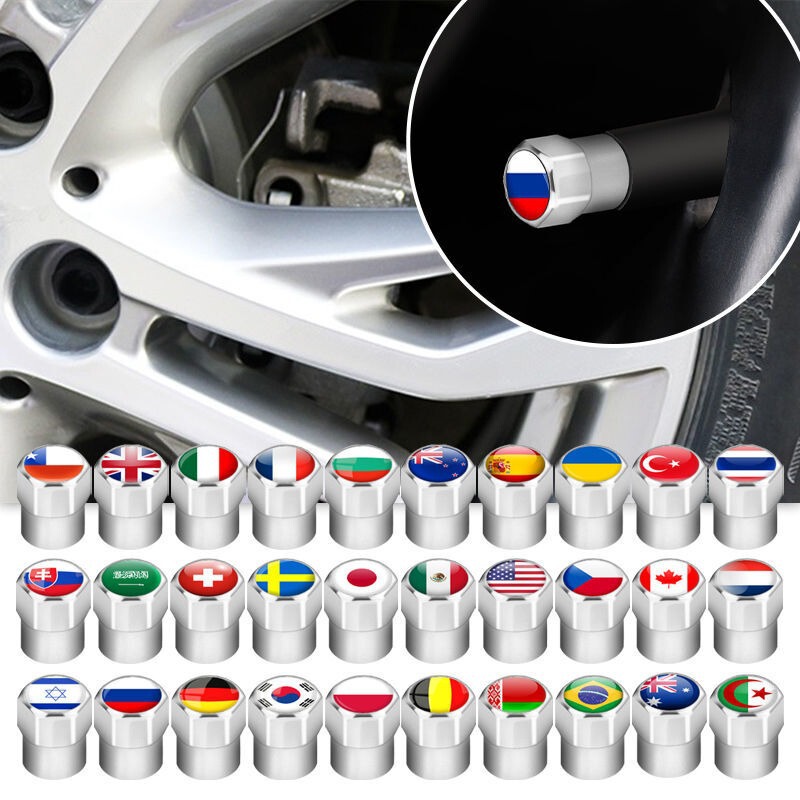 National Flag Version Car Tire Valve Anti-Theft Cap Alloy Creative Valve Core Cap Universal for Motorcycles