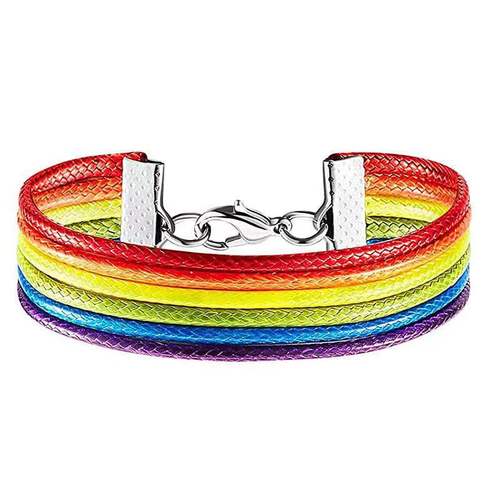 2pcs leather rainbow hand rope letters by hand gay weave multilayer PRIDE rainbow bracelet hand string
