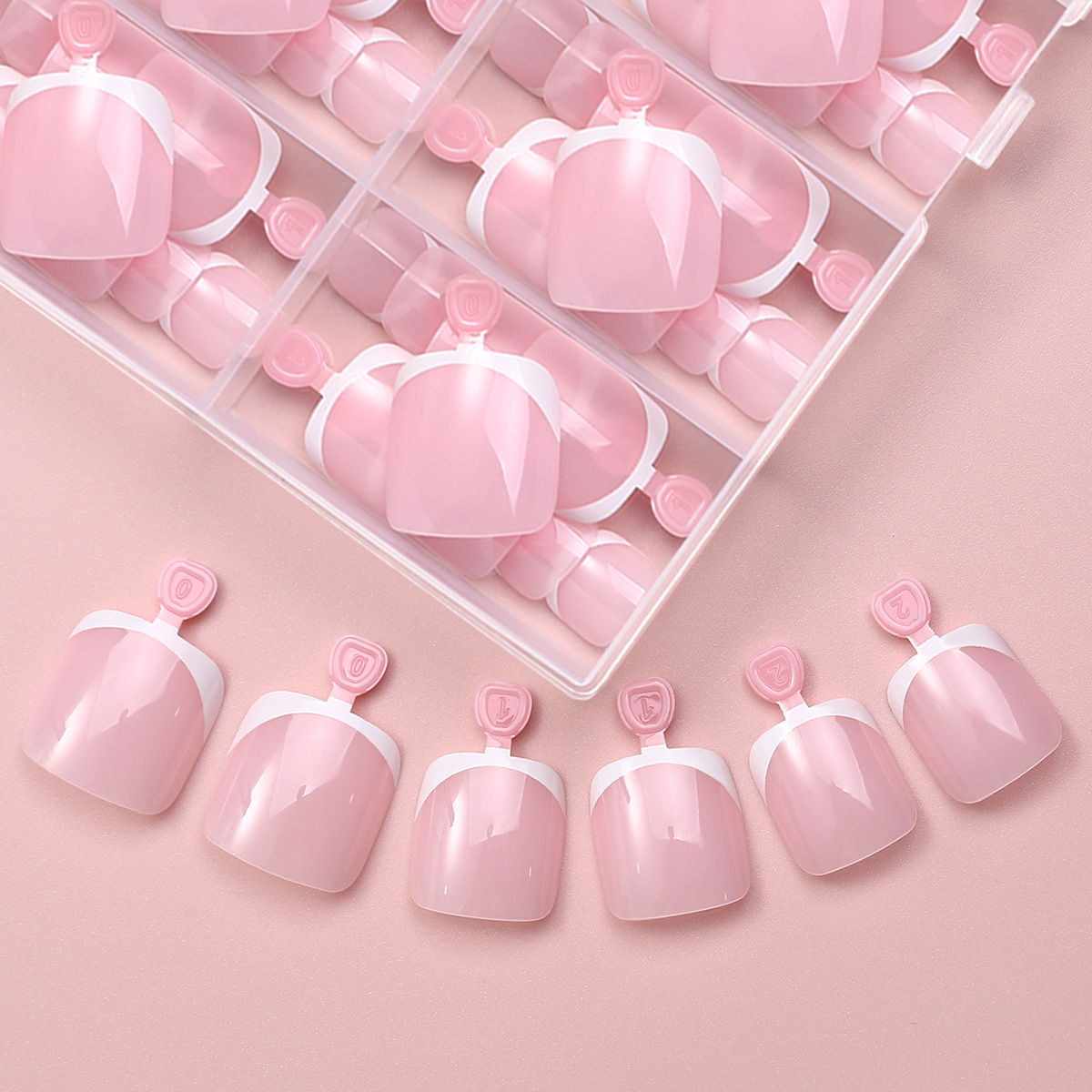 Uña de manicura de verano 120 piezas de caja de uñas de pie desnudas francesas de alta calidad