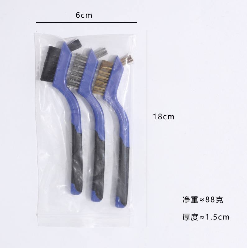 Nueve caballos 3PC traje de doble cabeza cepillo de alambre de acero inoxidable cepillo de alambre de cobre cepillo de limpieza Wenwan cepillo de eliminación de óxido