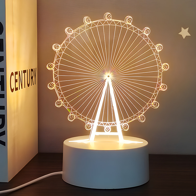 Venta al por mayor luz nocturna 3D USB niños dibujos animados regalo de Navidad lámpara de mesa pequeña atmósfera transfronteriza fijo logotipo acrílico