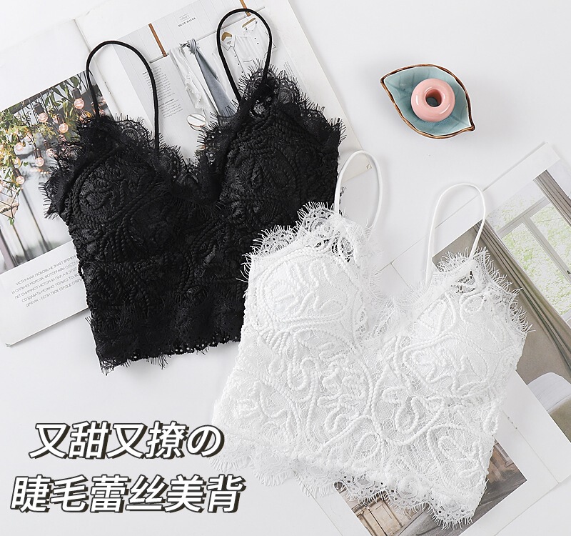 Wenwen Same Style Lace Beautiful Back Strap Tube Top Anti-running Light Inner Base Sexy Pure Desire Gather-wrapped Underwear for Women