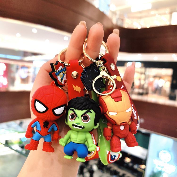 Creative Iron Man PVC Keychain Cartoon Spiderman Doll Keychain Bag Pendant Small Gift Wholesale