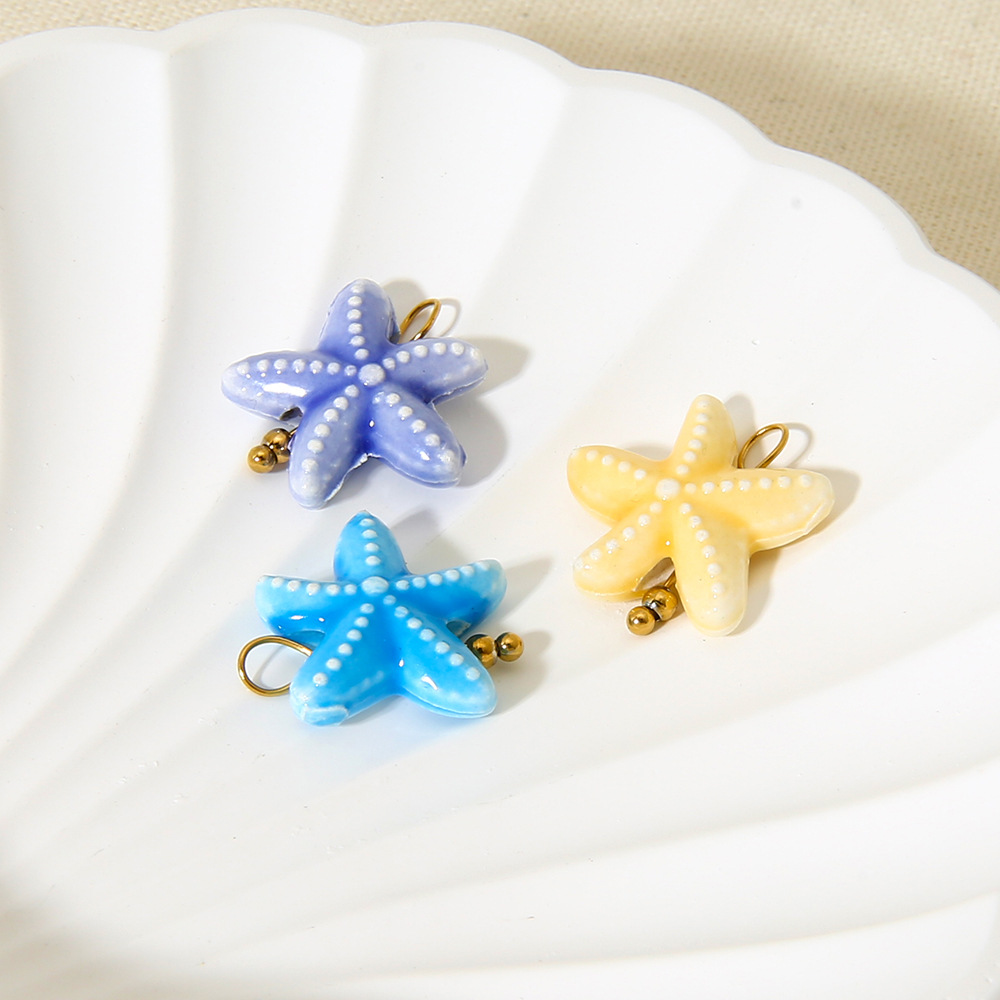 2g Weight 0.03µm-0.05µm Gold Plating Thickness PVD Coated Gold Plating Process Pendant Jewelry Making Type 18K Real Gold Plated Plating Material 1 Piece Quantity ceramics Material Starfish, Dolphin, Fish Pattern Cute, Marine Style Style Irregular Craft 1 Piece Ceramics Starfish Dolphin Fish Polished DIY Ornament Accessories Pendant 18