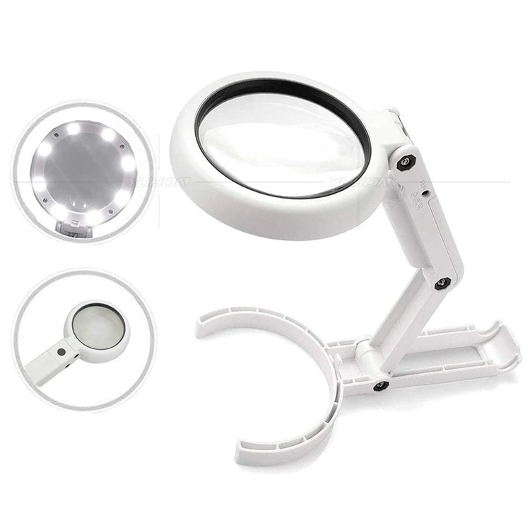 3,5 раза 10 раз портативная/настольная/Складная 8LED лампа USB чтение внешнего питания обслуживание увеличительное стекло