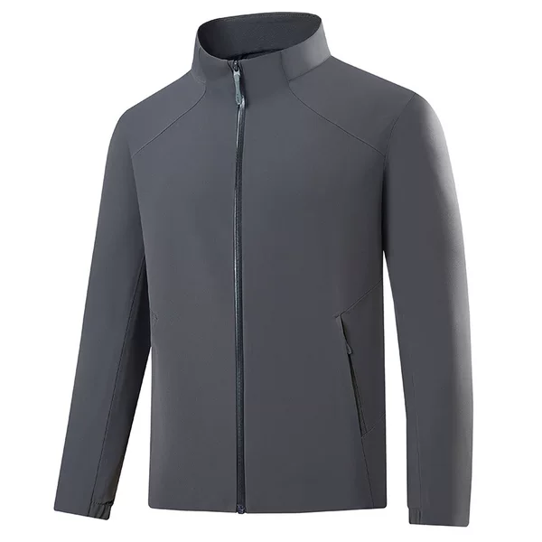New men's outdoor softshell jacket, high-end business style, with a stand-up collar, fully taped seams for windproof and waterproof protection, and provides warmth