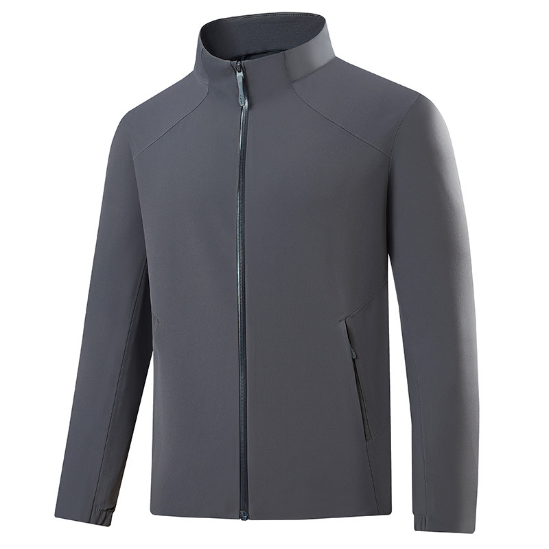 New men's outdoor softshell jacket, high-end business style, with a stand-up collar, fully taped seams for windproof and waterproof protection, and provides warmth