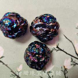 新款琉璃彩色原石手把件  多颜色琉璃原石不规则手把件装饰品