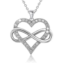 S925 Silver Heart Pendant European and American Amazon Cross-border Fashion 8-Character Heart Diamond Pendant Manufacturer Wholesale