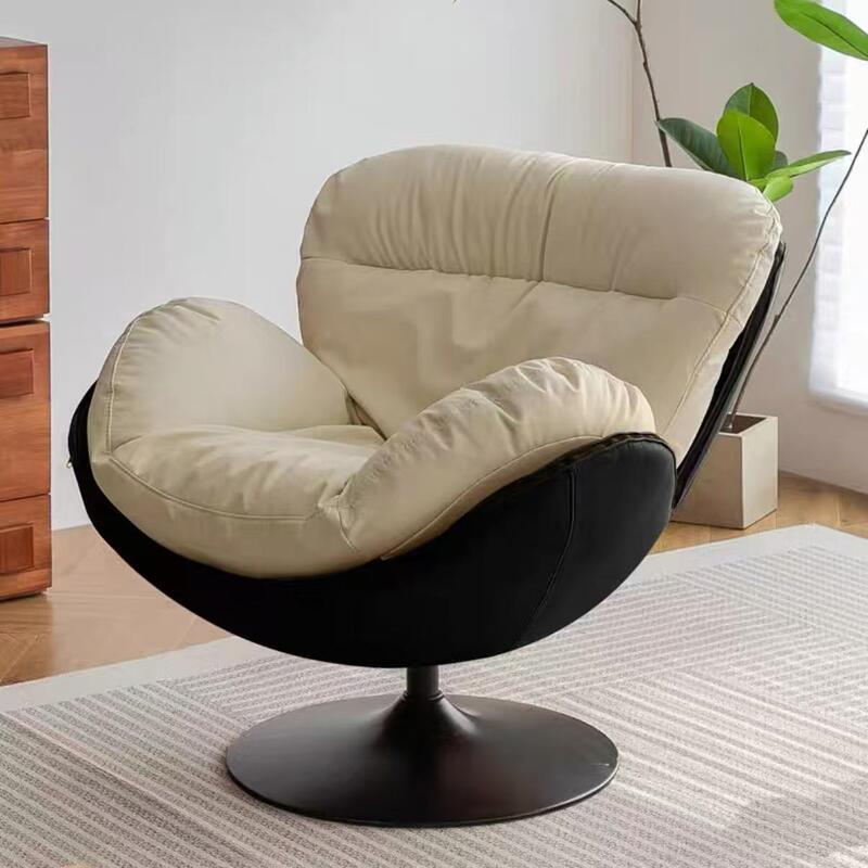 Nordic Single Swivel Sofa Chair Light Luxury Living Room Balcony Home Simple Lazy Sofa Ergonomic Eggshell Chair