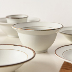 Japanese-imported Mino-yaki Tree Forest Series Ceramic Dinnerware: Home-Use Rice Bowls, Japanese-Style Minimalist Plates, and Straw-Hat-Shaped Serving Dishes