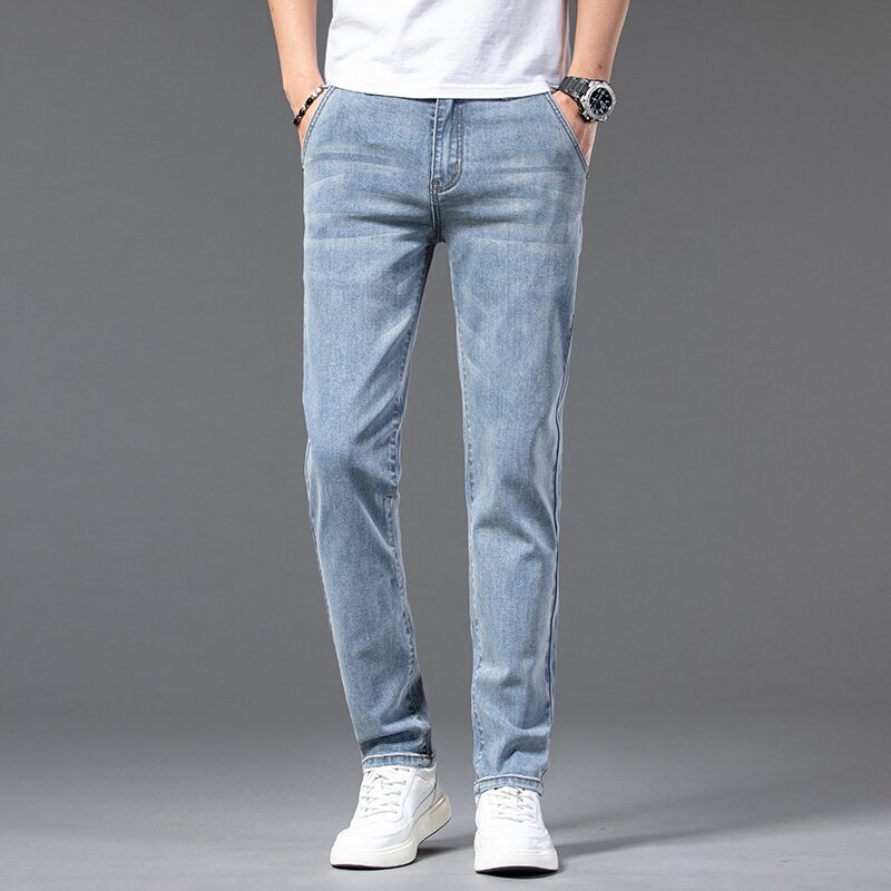 Jeans Men's Spring Slim Straight Pants 2025 Spring and Summer Men's Light Business Elastic Small Feet Casual Long Pants Jeans Men's Spring Slim Straight Pants 2025 Spring and Summer Men's Light Business Elastic Small Feet Casual Long Pants