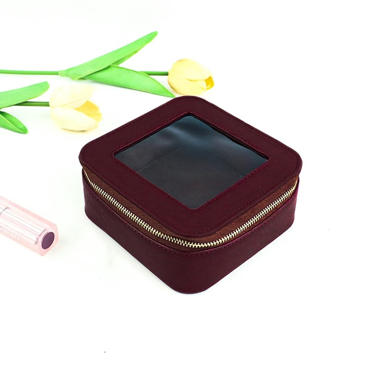 Bolsa de Aseo y Maquillaje Portátil de PU, Impermeable, para Viajes y Uso Diario