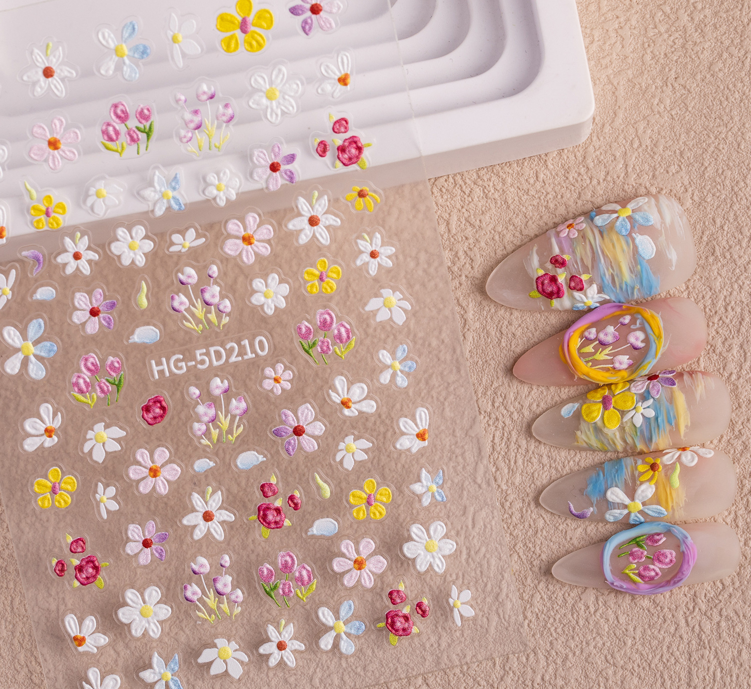 10g Weight Nail Decals  Classification of Nail Art Accessories Nail Patches Nail Supplies PET, tpu Material Flower Pattern Cute, Sweet Style Cute Sweet Flower PET Tpu Nail Patches 3