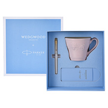 WEDGWOOD派克威雅XL入门级白金夹宝珠笔+wedgwood欢愉假日粉色马