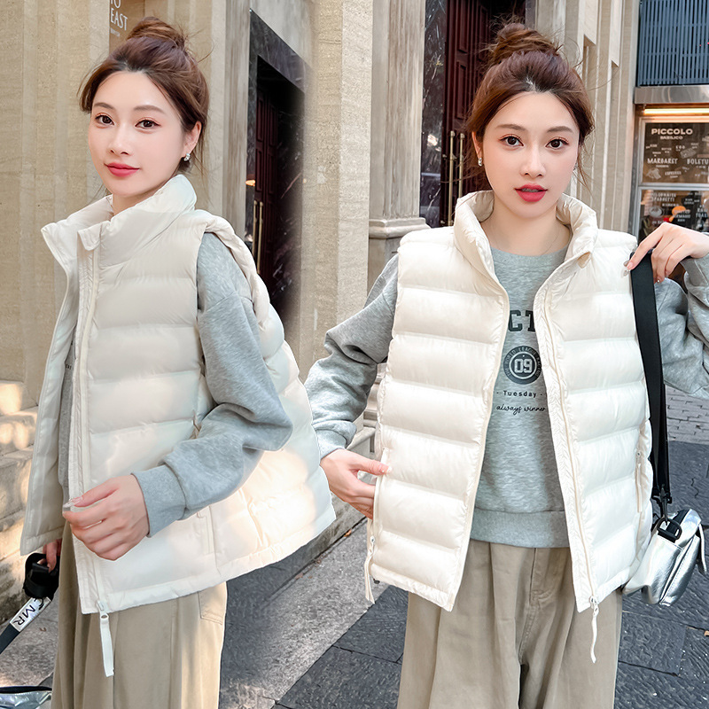 2025新款羽绒棉服马甲女短款轻薄韩版立领坎肩保暖马夹背心外套|undefined