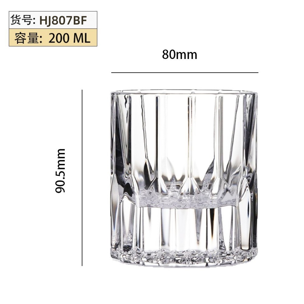 Vaso de whisky en relieve al por mayor con fondo grueso grabado vaso de vino de licores clásicos vaso de vidrio de bar casero