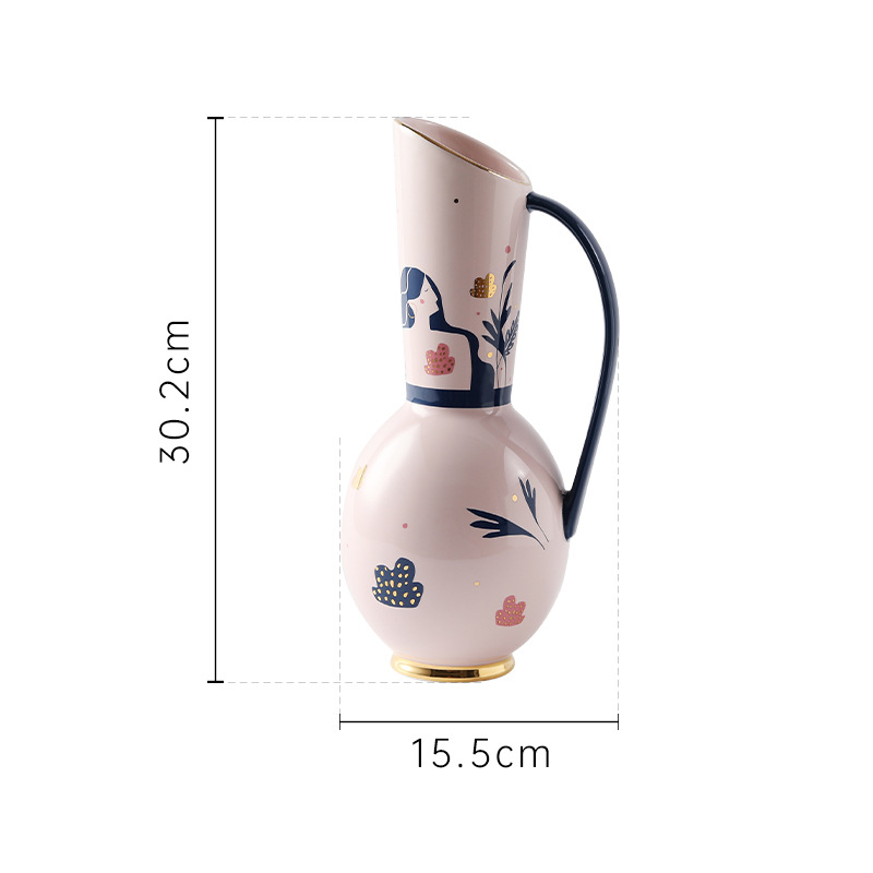 Ceramic Vase Style Home Desktop Vase Flower Ornaments Craft Decoration Flower Arrangement Living Room Retro High-end Sense