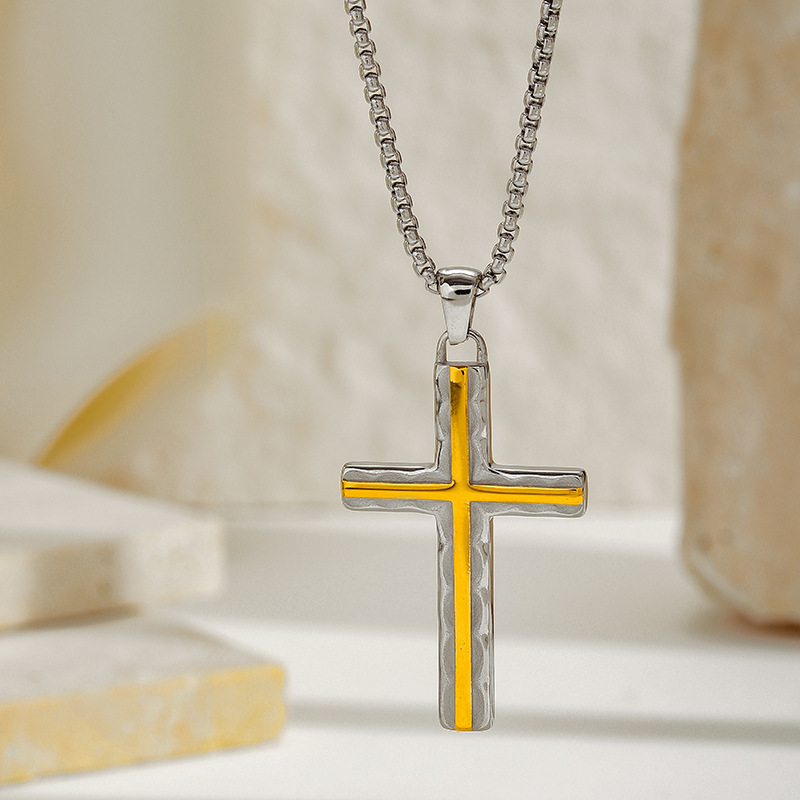 18g Weight Lobster Trigger Clasp Closure Clasp Closure Type 304 Stainless Steel Pendant Material Pendant Necklace Classification 304 Stainless Steel Chain Material box chain, Twisted Rope Chain Chain Type 1 Piece Quantity Casual, Daily Occasion 304 Stainless Steel Material Cross Pattern All Seasons Season Women's Gender Mixed Metal, Plating Design Elegant, Vintage Style Style Wholesale Jewelry Elegant Vintage Style Cross 304 Stainless Steel Mixed Metal Plating Box Chain Twisted Rope Chain Pendant Necklace 17