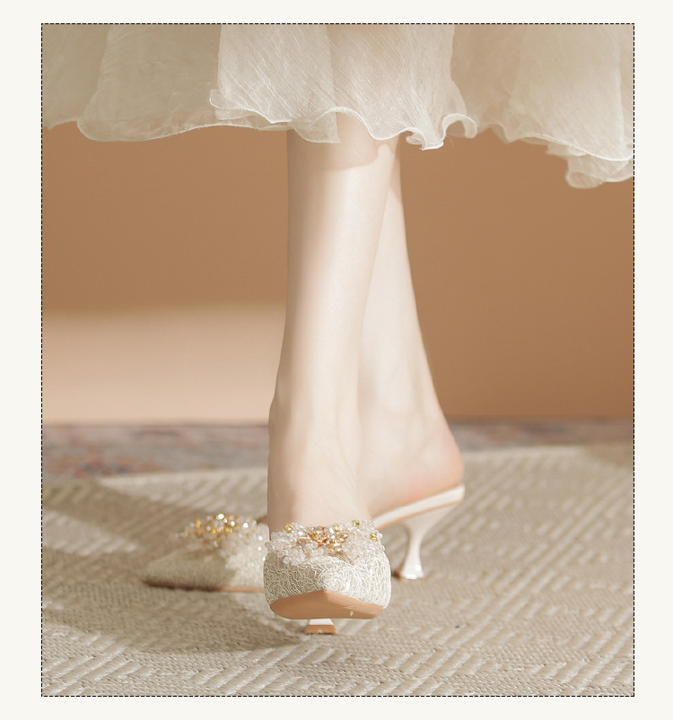 Spring non tiring single shoes, high heels, slim heels, high-end feel, niche design feel, and toe sandals for women_voghion.com