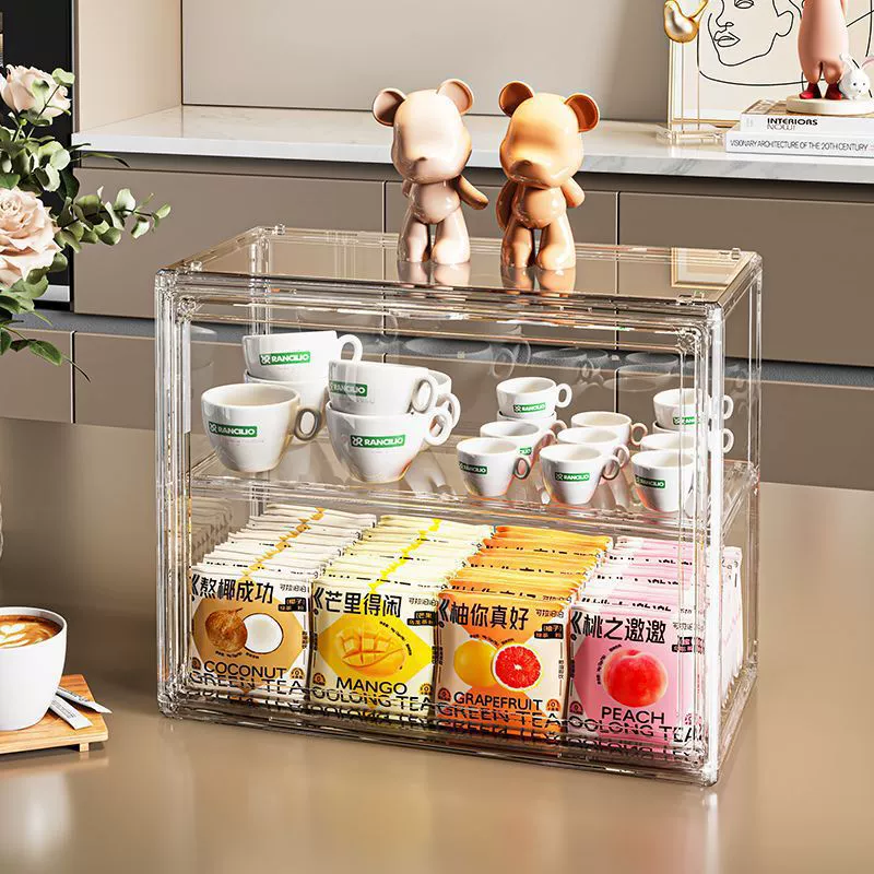 Dustproof glass holder, storage system, tea set, coffee tea cup, storage box