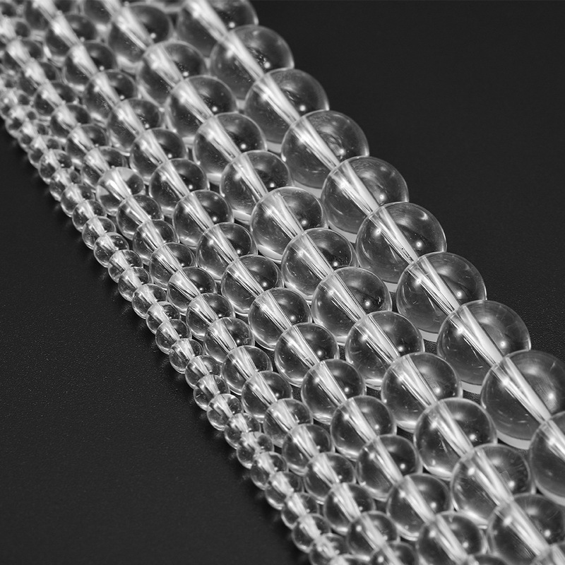Transparent glass loose beads round beads bracelet DIY jewelry accessories straight hole crystal beads semi-finished beaded in stock wholesale