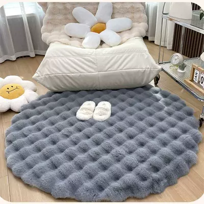 Car Carpet Company Leisure Study Room - gray-bubble-velvet-round-diameter-35cm
