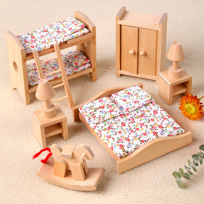 Cross-border children's simulated playhouse mini furniture role-playing decorations bedroom children's room dining room toy set