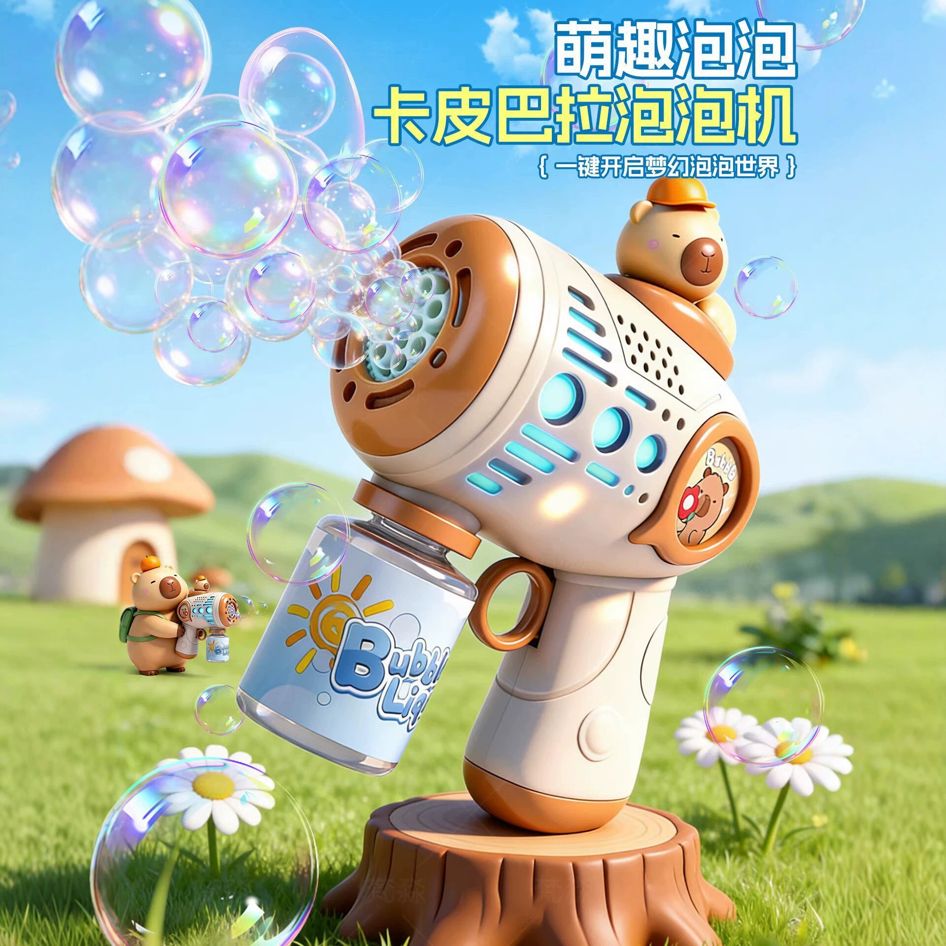 Kapibala Bubble Machine, Handheld Electric Automatic Gun for Kids, Girl's Toy, 2026 New Arrival for Infants and Toddlers
