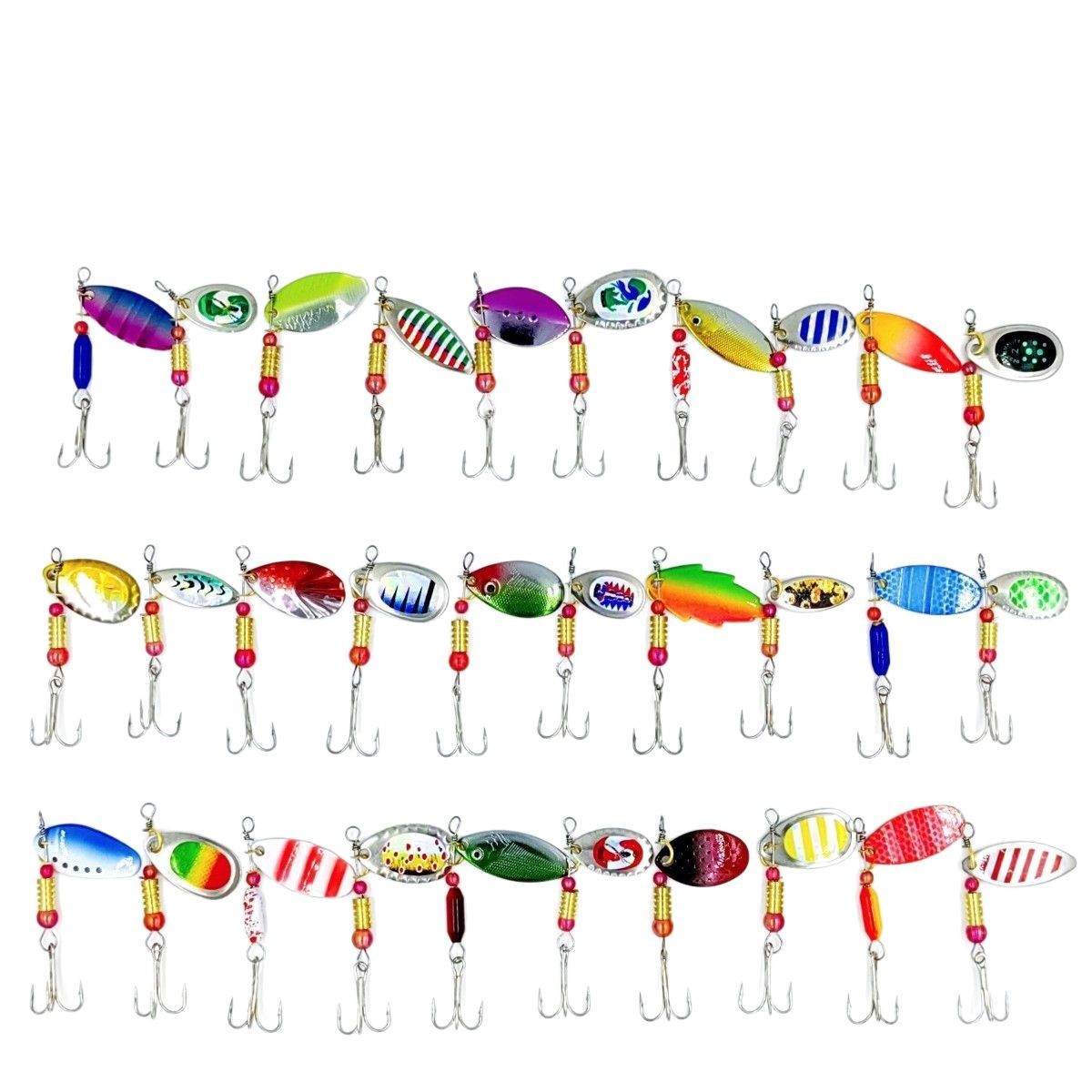 30 compuesto de lentejuelas de metal giratorio traje de color en forma de pez Placa de hierro tres ganchos de pesca combinación Luya cebo falso