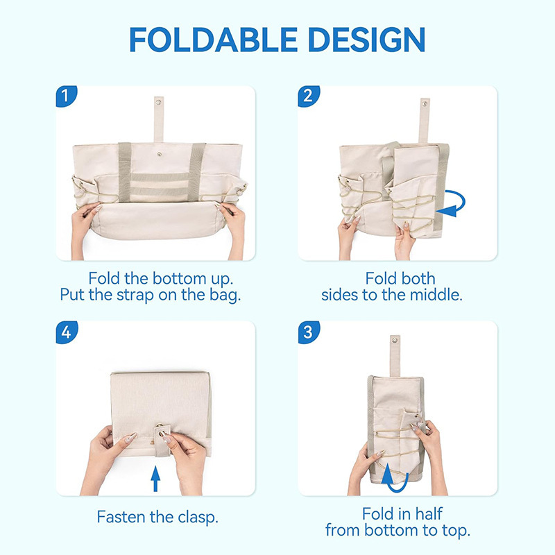 Bolso de mujer Bolso de deporte plegable de viaje Bolso de playa Bolso deportivo Bolso de compras impermeable con funda con cremallera