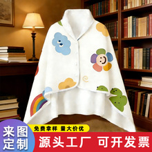 新款法兰绒披肩毛毯加厚午睡毯空调多功能办公毛毯跨境礼品空调毯