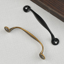 新中式古铜黑色柜门拉手锌合金复古欧式抽屉厨房橱柜子衣柜门把手