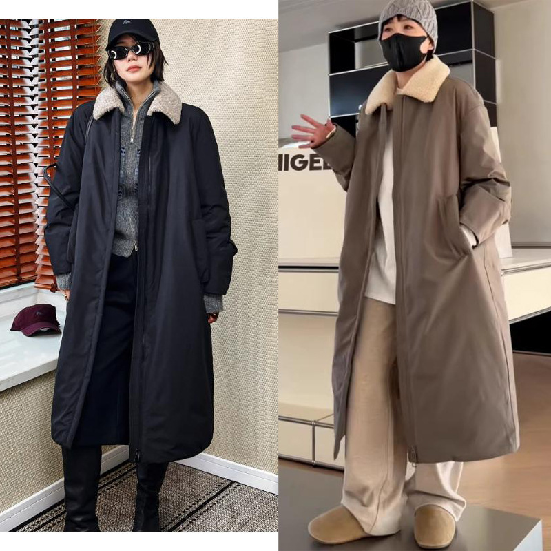 Elegant Long Warm 90% Goose down Jacket 2025 Winter Long Trench Coat Over-The-Knee down Jacket