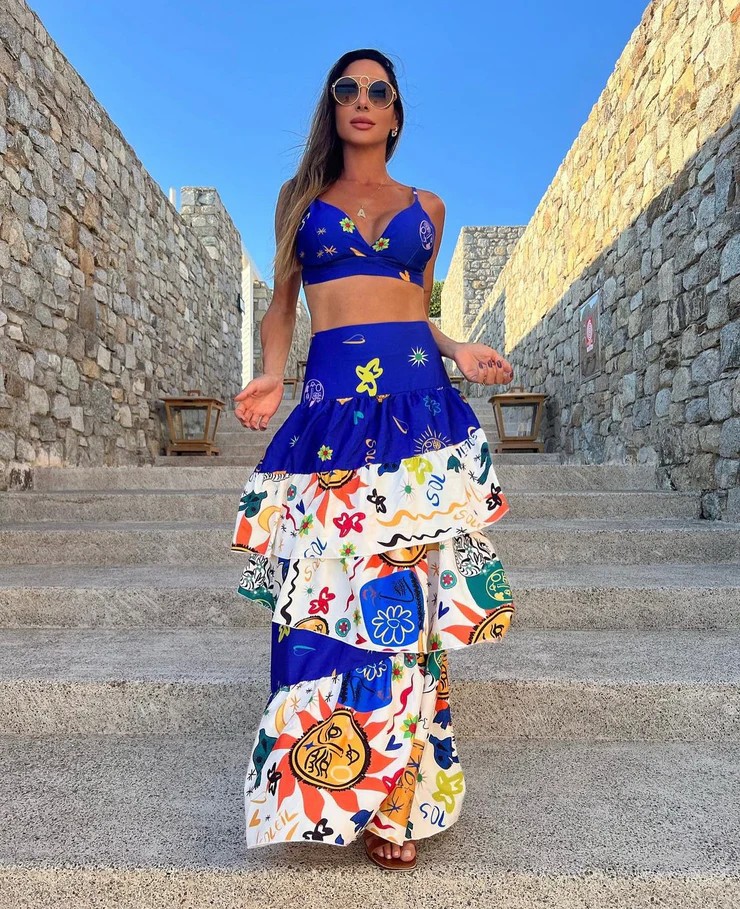 Holiday Women's Vacation Simple Style Moon Flower Linen Polyester Skirt Co-ord Set Skirt Sets display picture 2