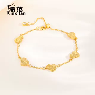 s925纯银时尚CNC五个碎冰冰纹葫芦手链女轻奢风小众个性king手链